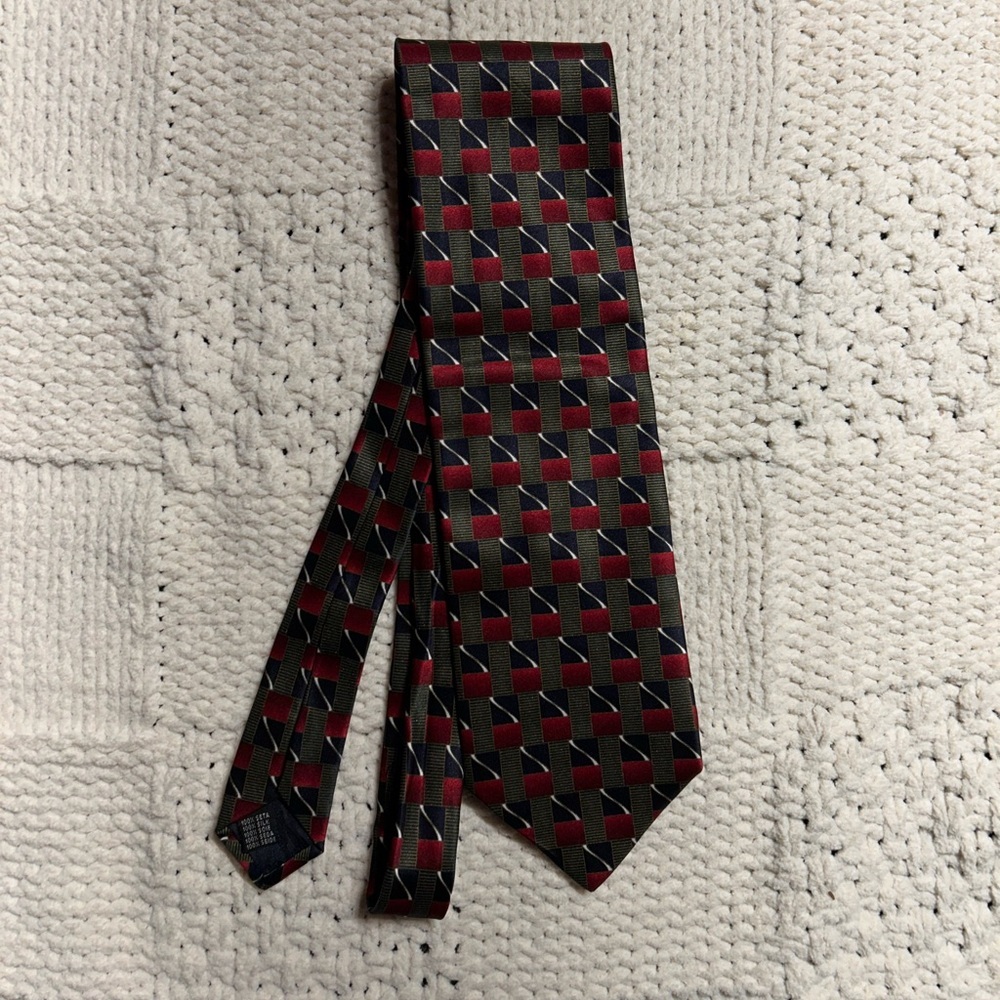Emilio Romano Black Gray Red Silk Tie
